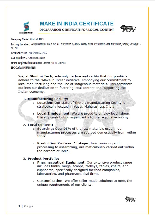 MAKE IN INDIA CERTIFICATE